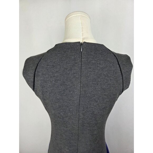 Diane Von Furstenberg Hallie Colorblock Knit Sheath Dress Sz 4 Blue Gray Office - Picture 5 of 12